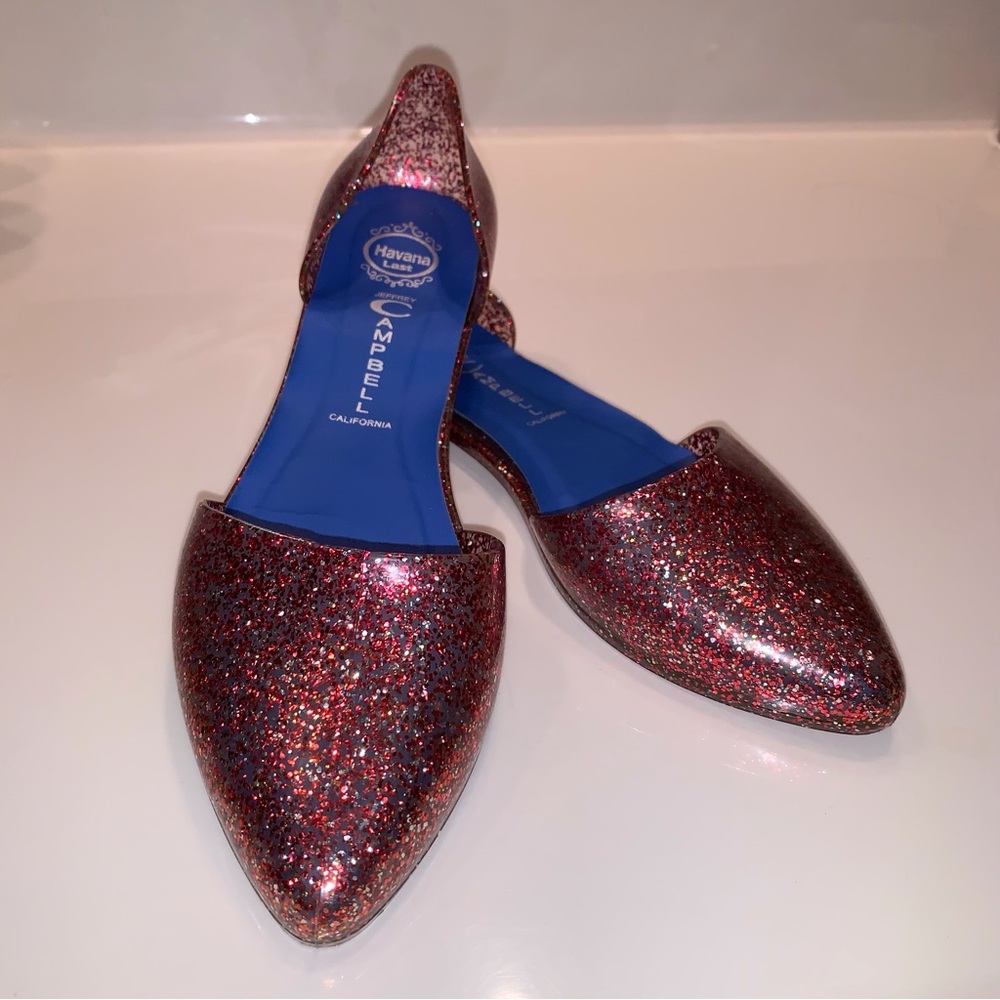 Jeffrey Campbell Pink Glitter Havana Jelly Flats